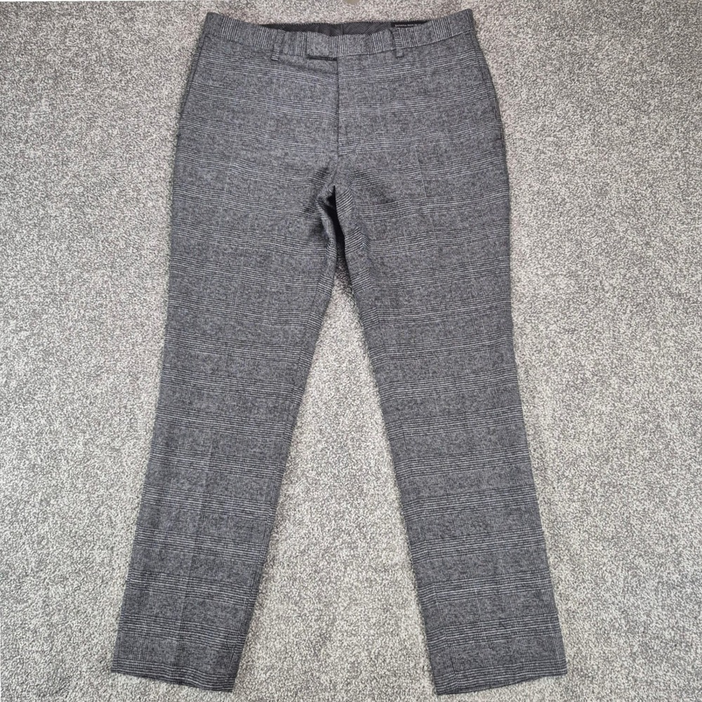 Banana Republic Dress Pants Mens 32x32 Gray Glen Plaid Slim Fit Trousers